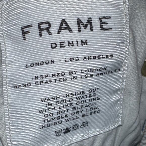 Frame Style 'Le High Skinny" Distressed Skinny Hi Rise Blue Jeans Denim Size 25 - Picture 7 of 7